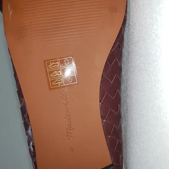 Madewell Burgundy Woven Leather Mary Jane Flats - Picture 12 of 16